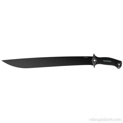Kershaw Camp 18 (1074) Camp Series Machete, 18” 65MN Steel Fixed Blade with Black Powdercoat Finish and Rubber Overmold Handle, Includes Molded Sheath with Nylon Straps And Lash Points, 2 lb. 14 oz. 553633474